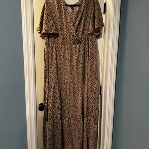 SHEIN Maxi Sundress with Ruffled Tiered Skirt and Flutter Sleeves